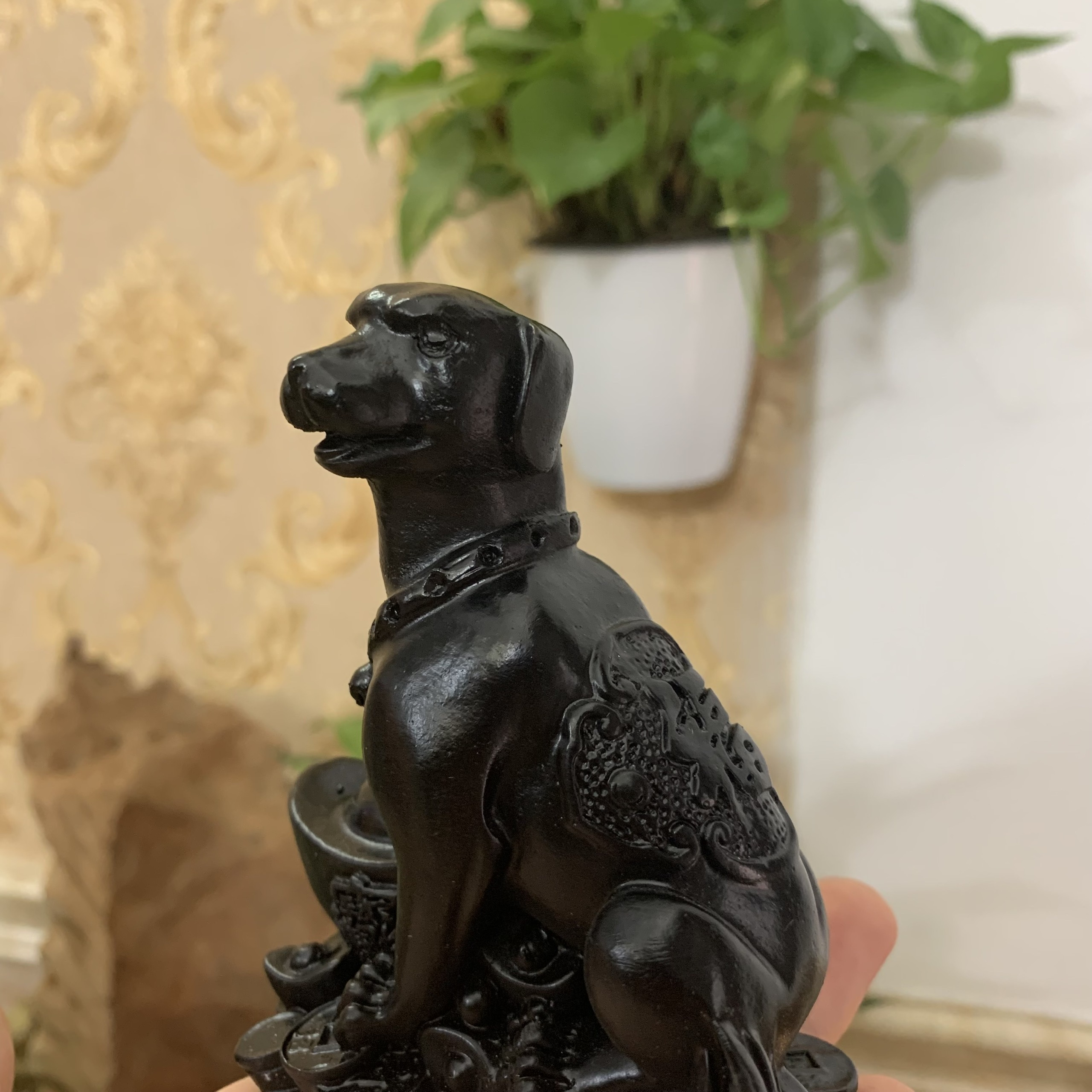Tượng đá trang trí con chó giữ tài lộc phong thủy cho gia chủ trang trí để bàn làm việc | Chiều Cao 10cm