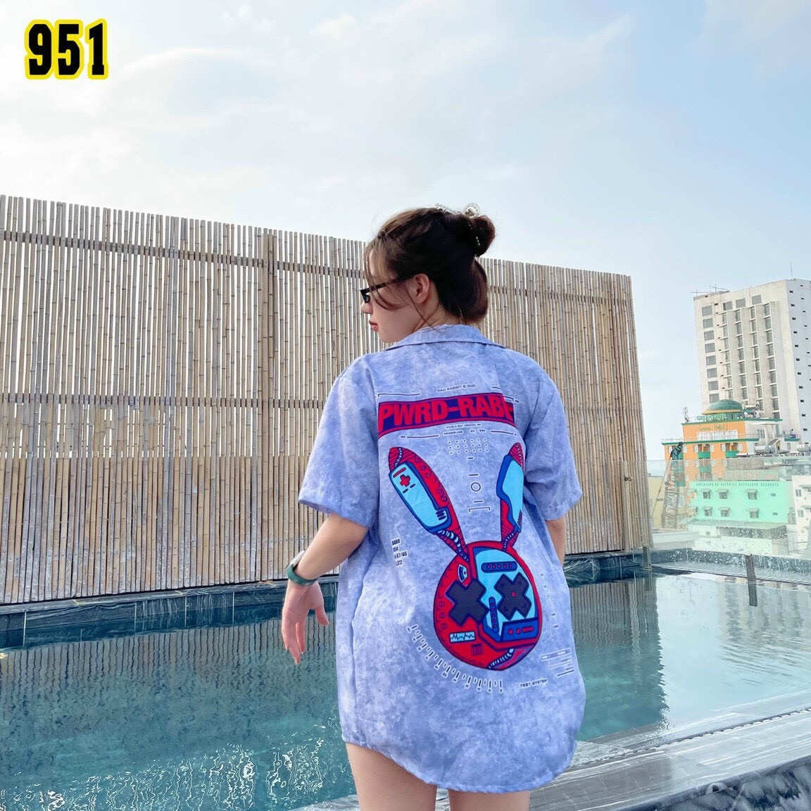 Áo sơ mi nữ form rộng tay ngắn loang màu nổi bật chất lụa mềm cao cấp chất xịn