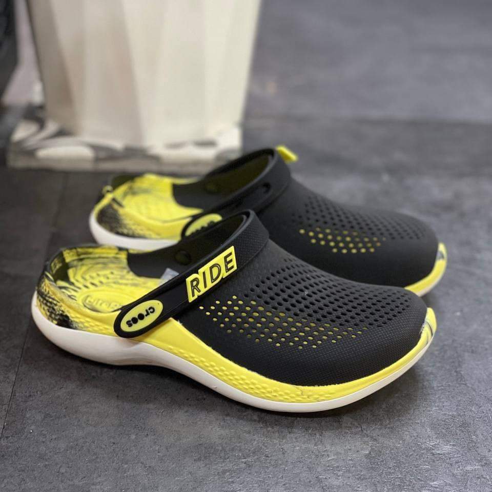 Dép sục nhựa Cross 360 Literide clog màu đen vàng, mãu mới, dáng thể thao dành cho nam nữ