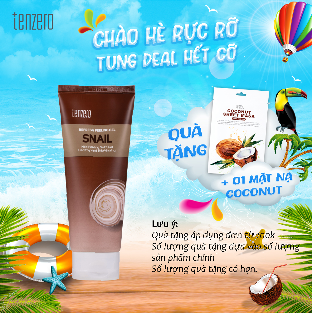 Gel Tẩy Tế Bào Chết Ốc Sên Làm Sáng Mịn Da Tenzero Refresh Peeling Gel 180ml