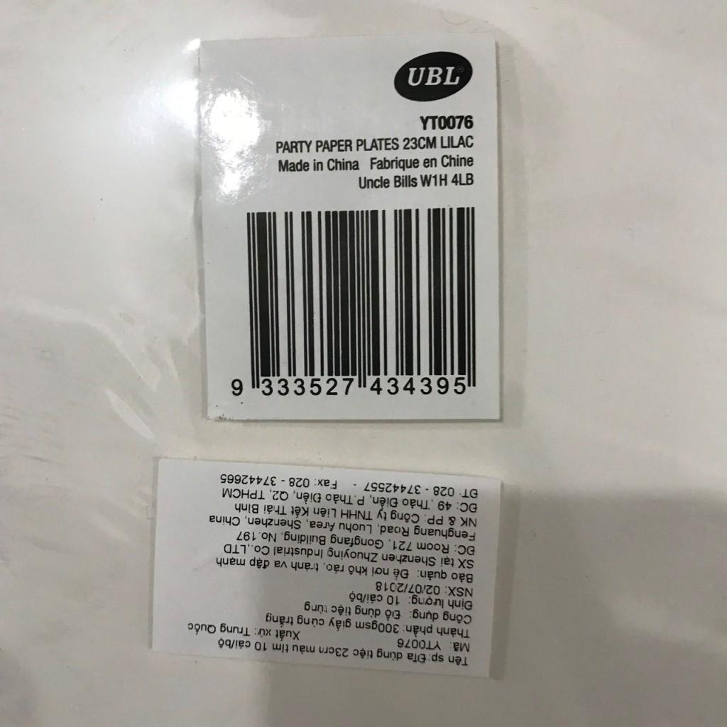 Đĩa Dùng Tiệc 23cm Màu Tím 10 Cái/Bộ Uncle Bills YT0076
