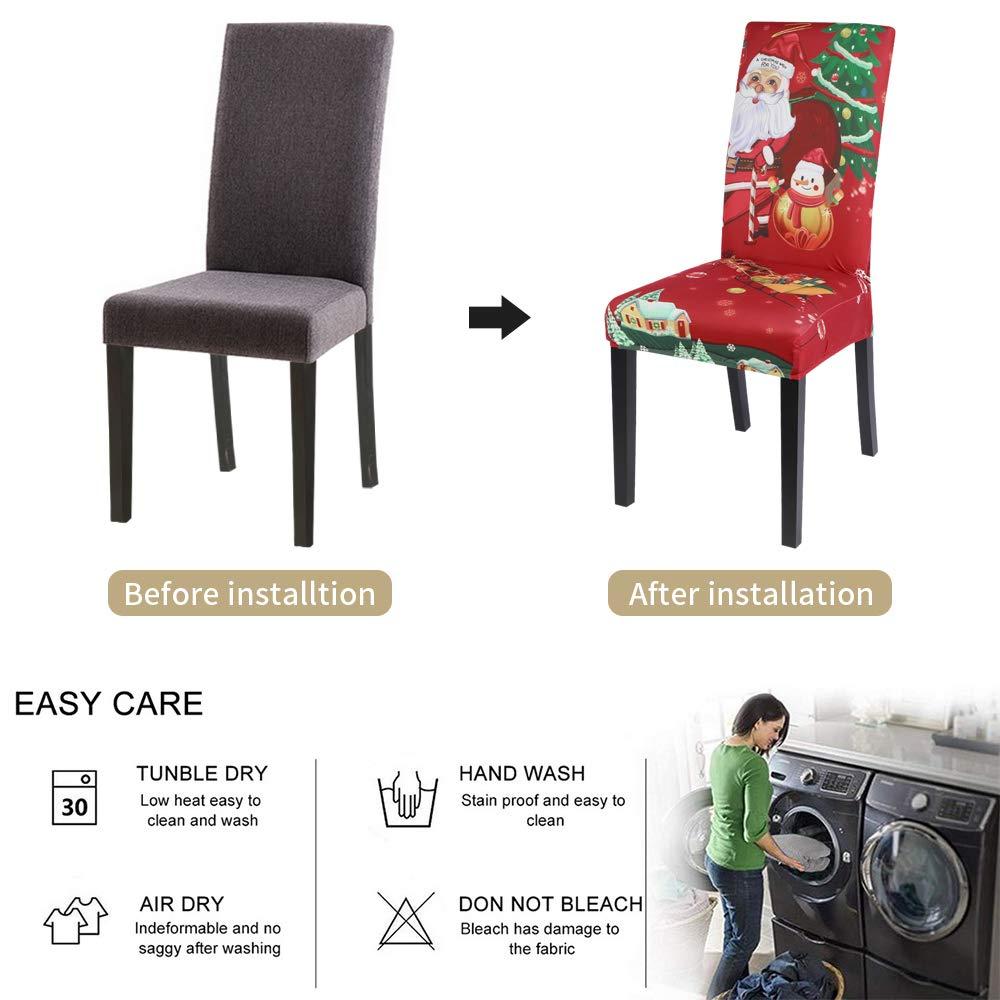 Ghế Giáng sinh bao gồm 4erset Tham chiếu căng thẳng phổ quát Xmas Festive Bìa trang trí Ghế bảo vệ nhà hàng