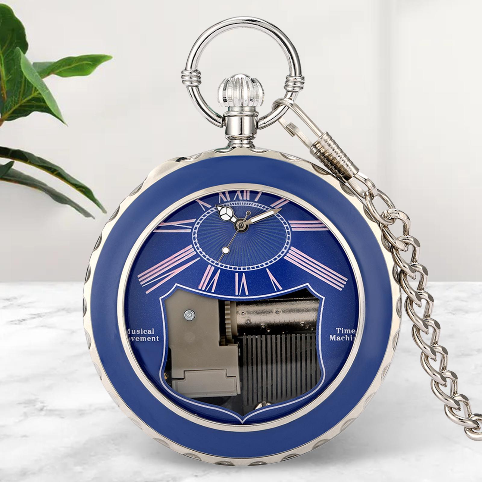 2Pieces Quartz Pocket Watch Musical Movement Retro for Graduation Son