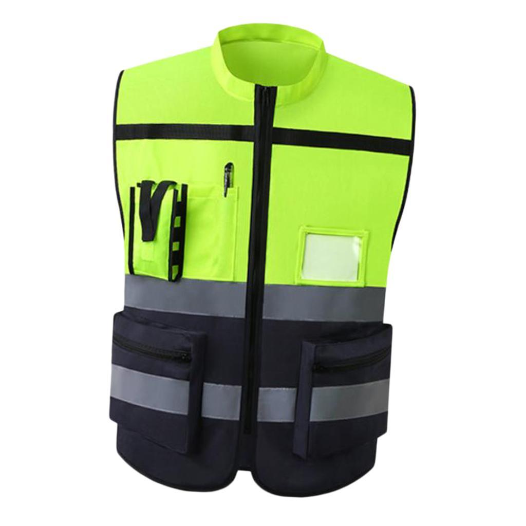 3x High Visibility Safety Vest, Neon Yellow Style-F