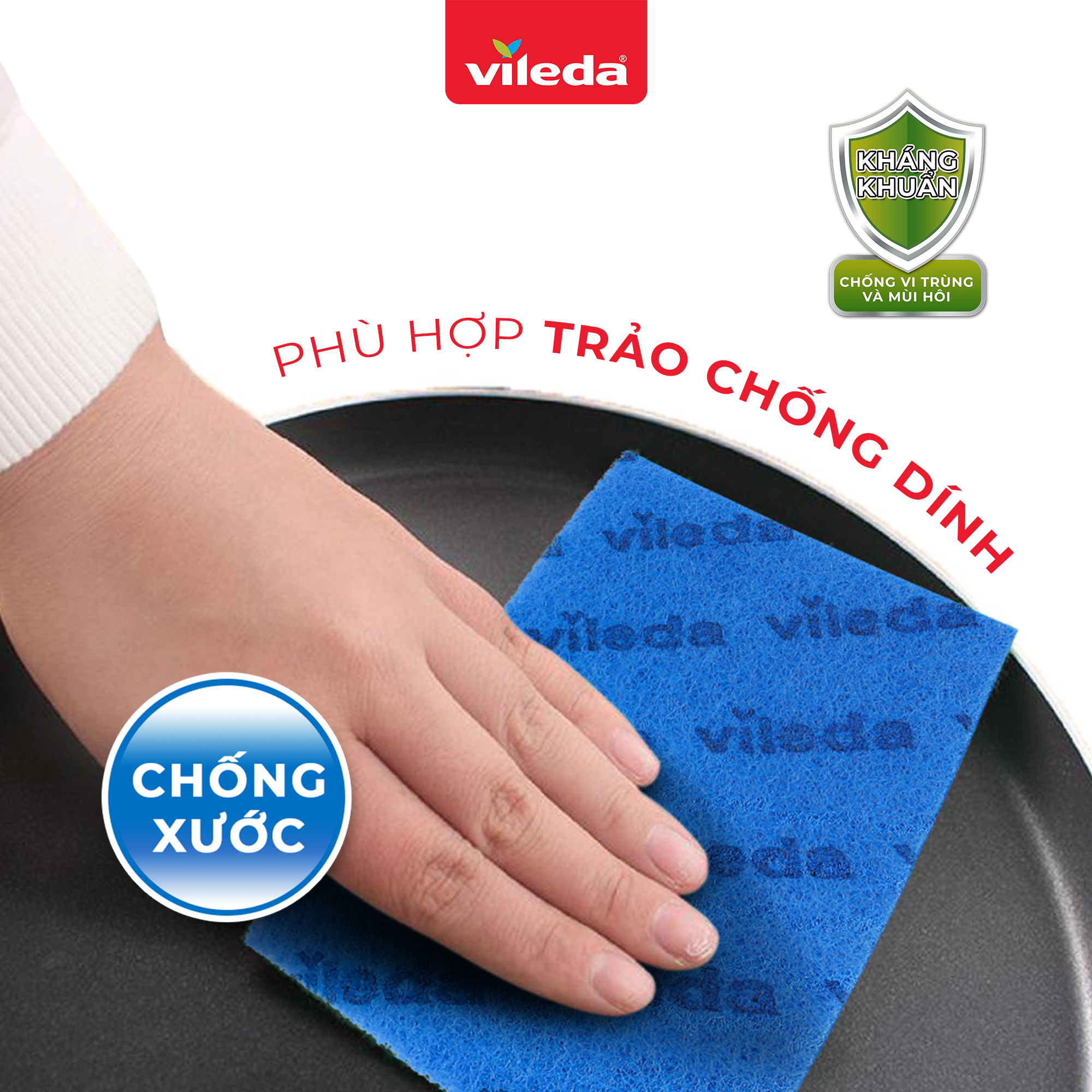 Miếng rửa chén chống xước nhà bếp VILEDA gói 5 miếng loại cứng, không rách, không mủn - TSU156167