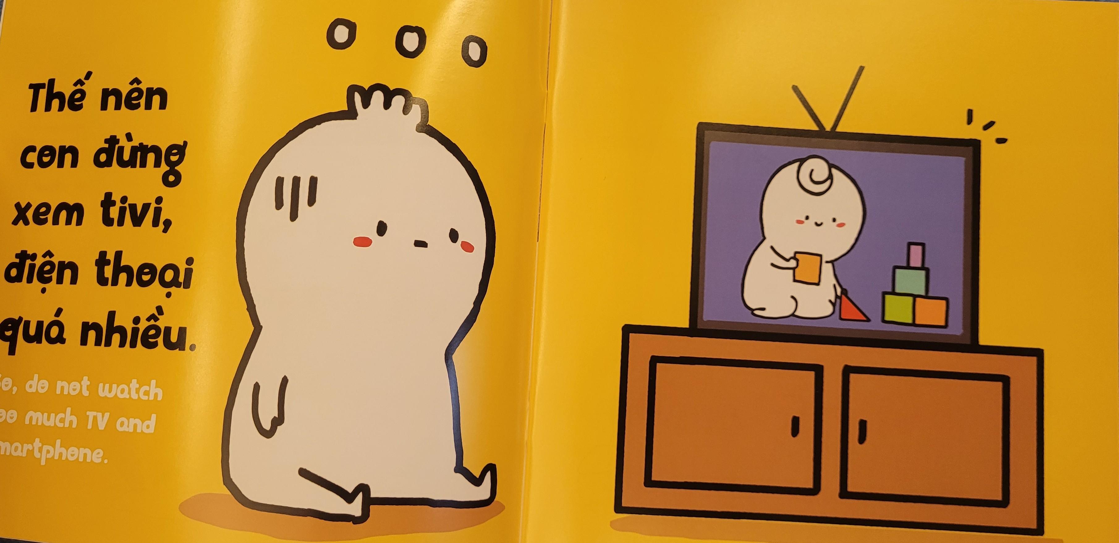 Sách Ehon Miu Bé Nhỏ Phần 1 Song Ngữ - Đừng Xem Tivi Nhiều Nhé