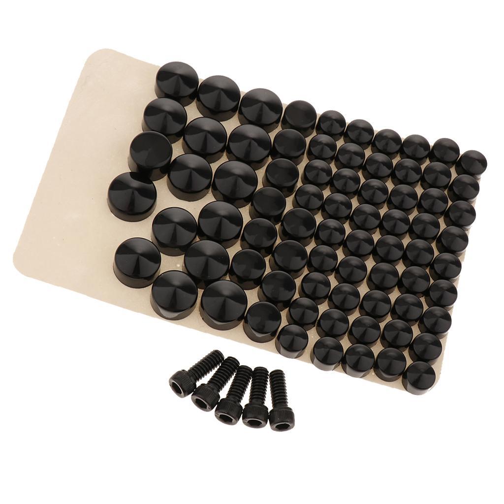 80pcs Solid Motorcycle Black ABS Toppers Caps Cover for FLT/