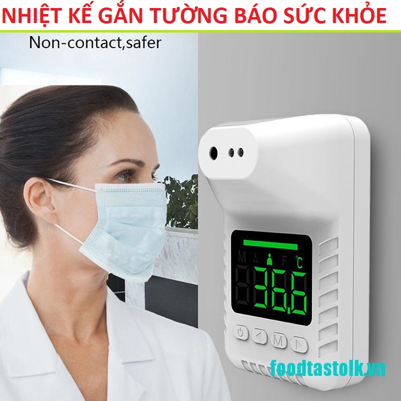 Nhiệt kế đo trán hồng ngoại điện tử tự động gắn tường có giọng nói cảnh báo loại tốt đo tex nhanh
