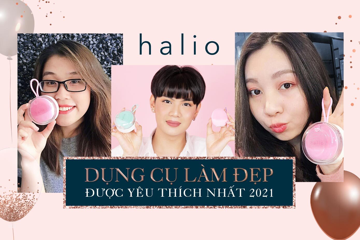 Beauty Box Chăm Da Dầu Mụn ( Combo Máy Rửa Mặt Halio, Gel Rửa Mặt, Gel Dưỡng Ẩmm, Nước Cân Bằng Minisize, Thanh Lăn )