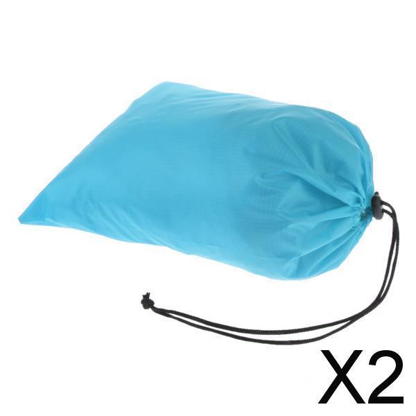 2xWaterproof Drawstring Storage Bag Stuff Bag for Clothes Shoes Sky Blue