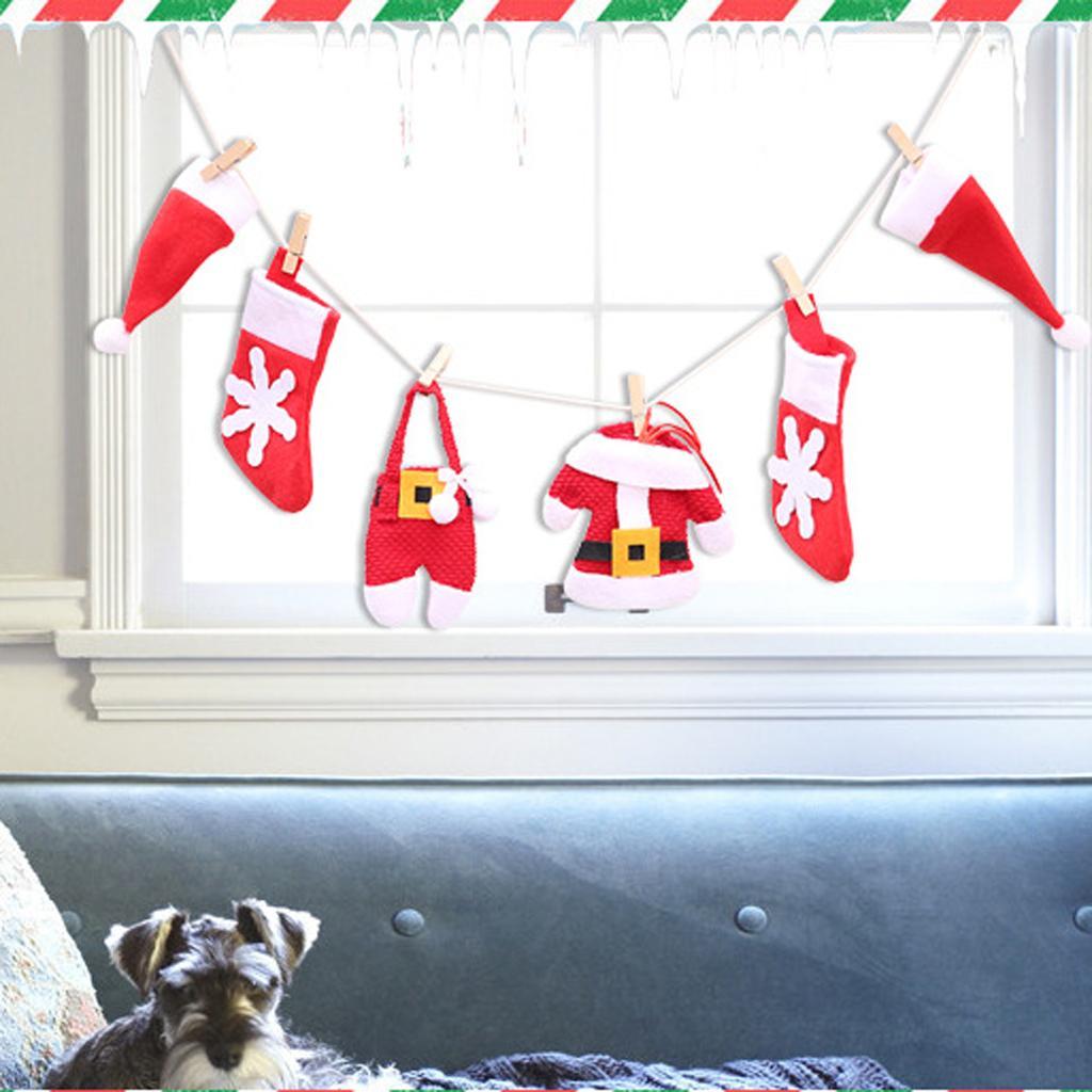 Christmas Mixed Santa Claus Hat Socks Bunting Banner Garland Party Decor