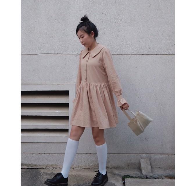 OLALASTUDIO Đầm linen dáng babydoll tay dài - Finn Line Dress