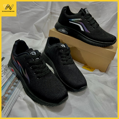 Giày Thể Thao Nam Màu Đen Thui Viền Cao Duy Nhật Store Sang Bonsai Uzzang Đẹp Độn 2cm Êm Sneaker Bata Trendy Đơn Giản