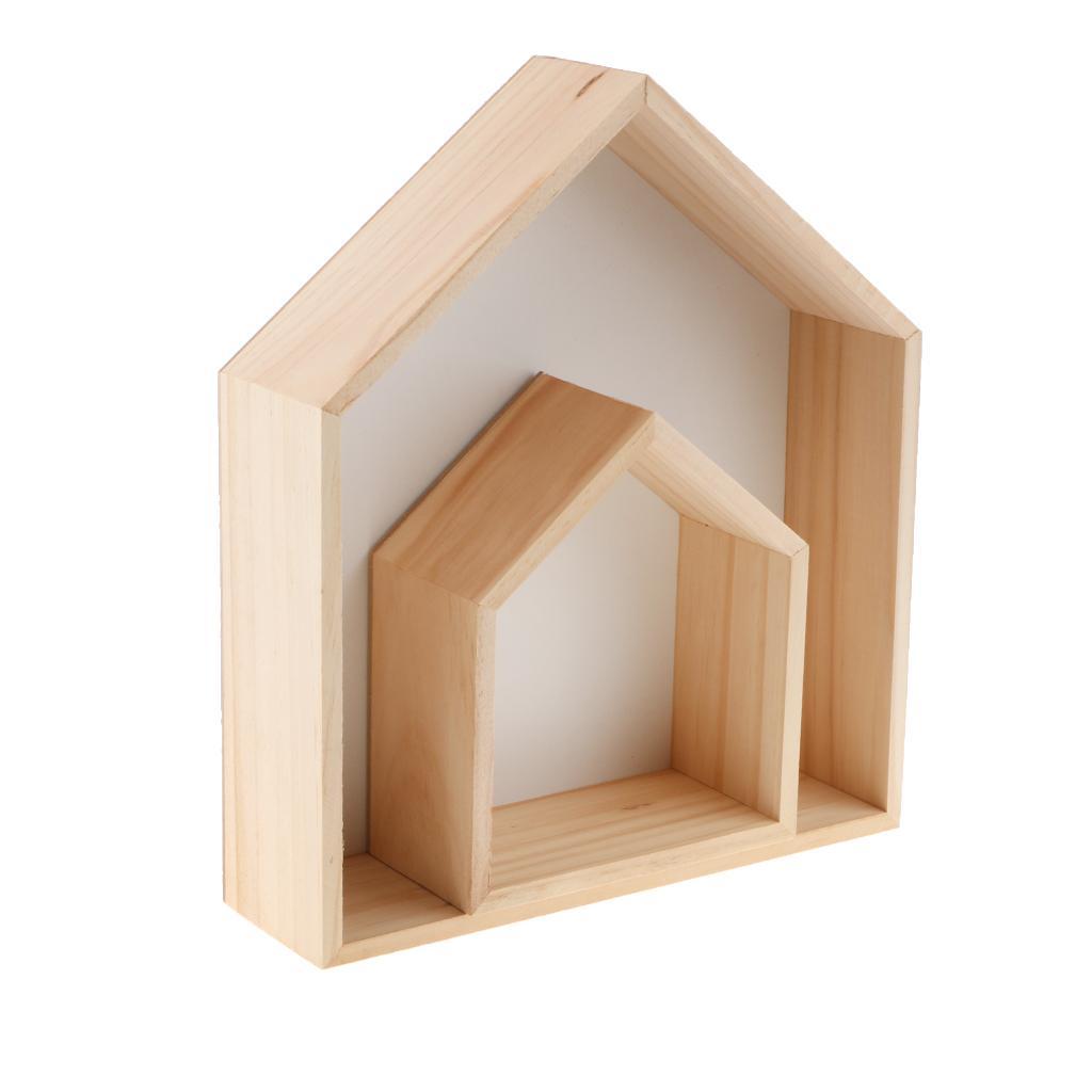 Fantasy Floating Wall Shelf Storage Shelves Hut Shaped Wooden Home Decor