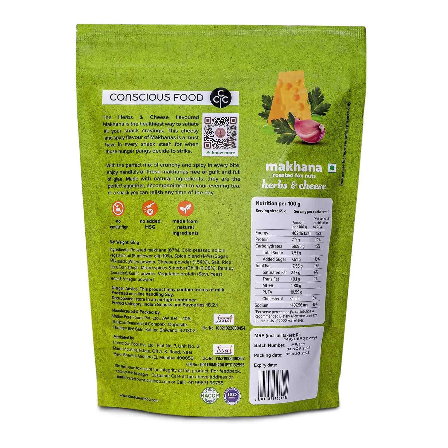 Hạt Sen Nổ phồng Makhana vị Thảo mộc&amp;Phô mai Herb and Cheese 65gr Hạt Fox Nut