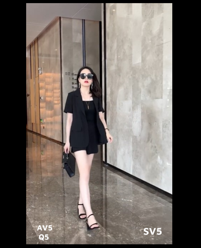 Set Blazer cộc tay + Quần Short mùa hè, bao gồm ÁO VEST VÀ QUẦN SHORT