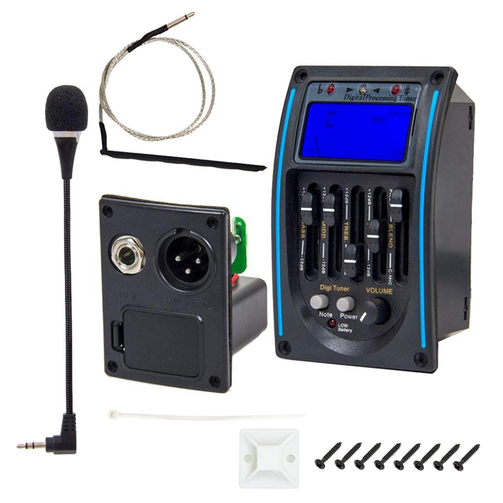 -band Acoustic Guitar Pickup Preamp w/ LCD Screen & Microphone