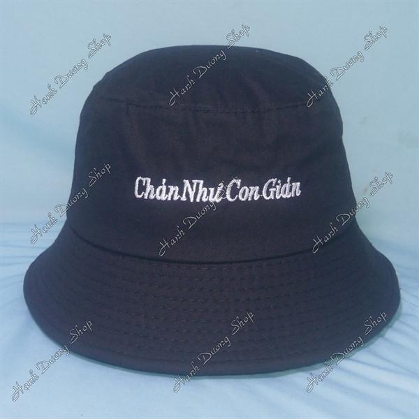 Nón tai bèo mũ bucket vành nhỏ thêu Chán Như Con Gián - Chán Như Con Gián
