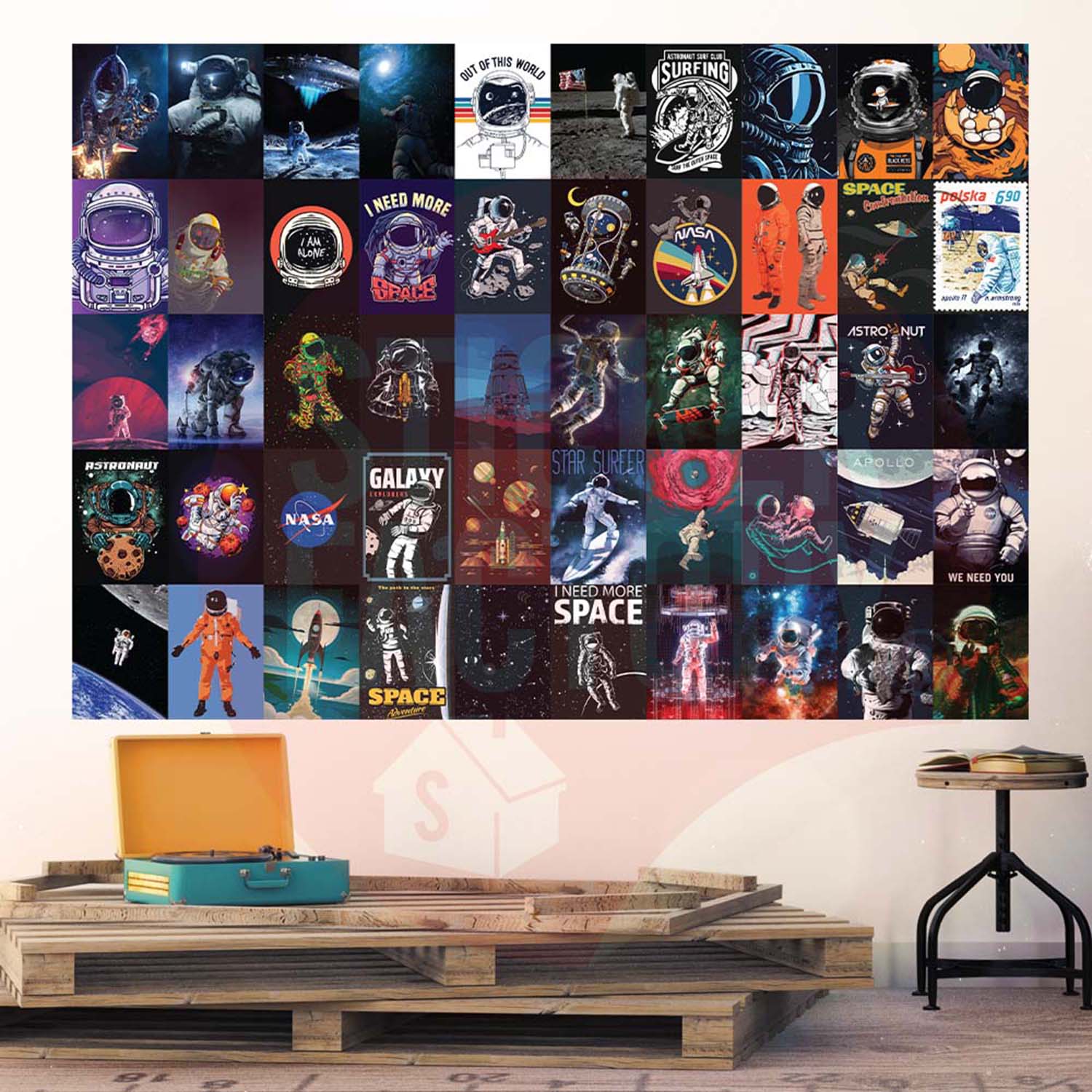 ASTRONAUT - Set 50 Poster A4 dán tường trang trí decor quán nhà cửa - STICKER FACTORY