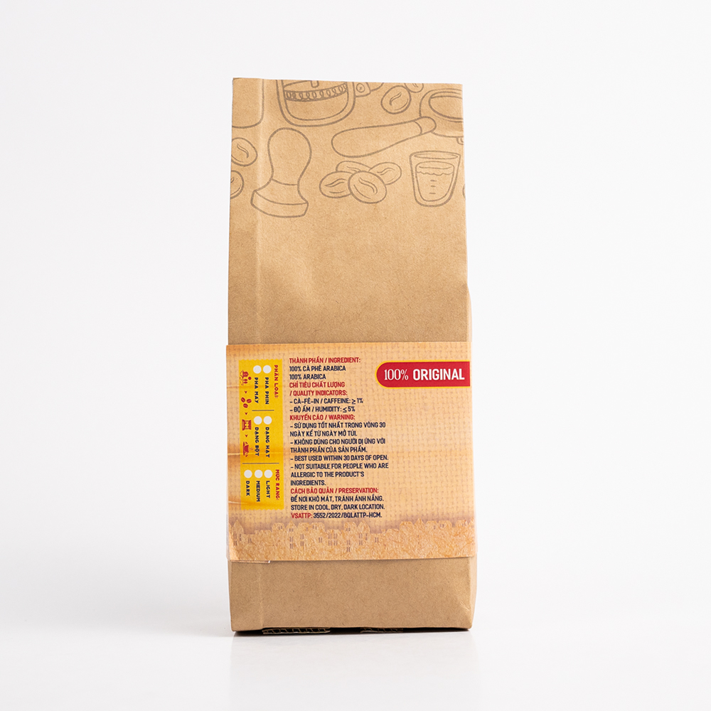 Cà Phê Hạt Arabica Rang Mộc Nguyên Chất - 90S Coffee Vietnam - 100% Cà Phê Sạch Cao Cấp - Túi 250g