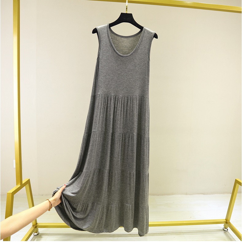 Đầm suông maxi chất liệu cotton mát mẻ, thiết kế xếp tầng dáng xòe, bảng màu đa dạng AH16