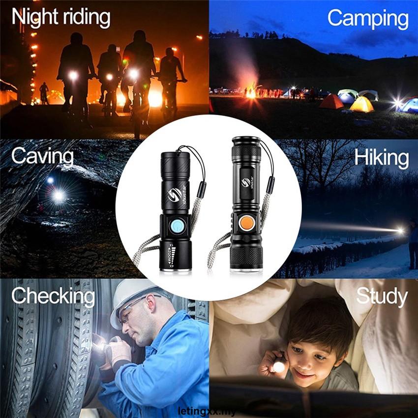 Đèn Pin Led 3 Chế Độ Sáng Chống Thấm Nước Sạc Usb Tiện Dụng