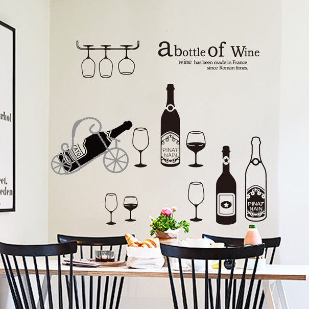 Decal dán tường (A bottle of wine) AmyShop DKN102 ( 70 x 150 cm)