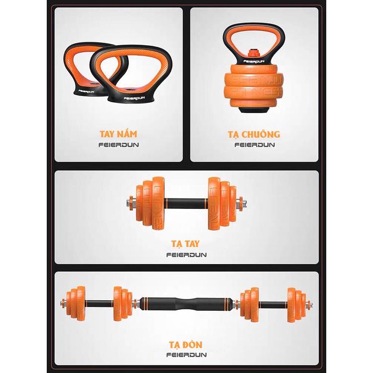 Bộ Tạ Tay Gang Mạ Niken 4 IN 1 FED-8007 Loại 30KG