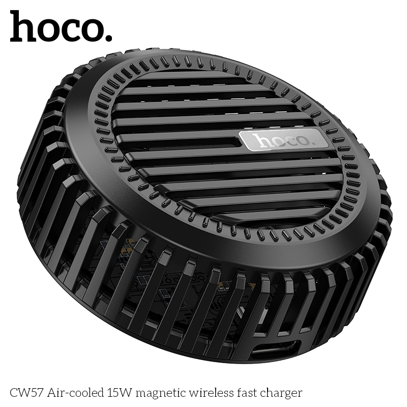 Đế sạc không dây từ tính Hoco CW57 sạc nhanh 15W có quạt tản nhiệt cho iP 12 13 14 15 Pro Max _  Hàng chính hãng