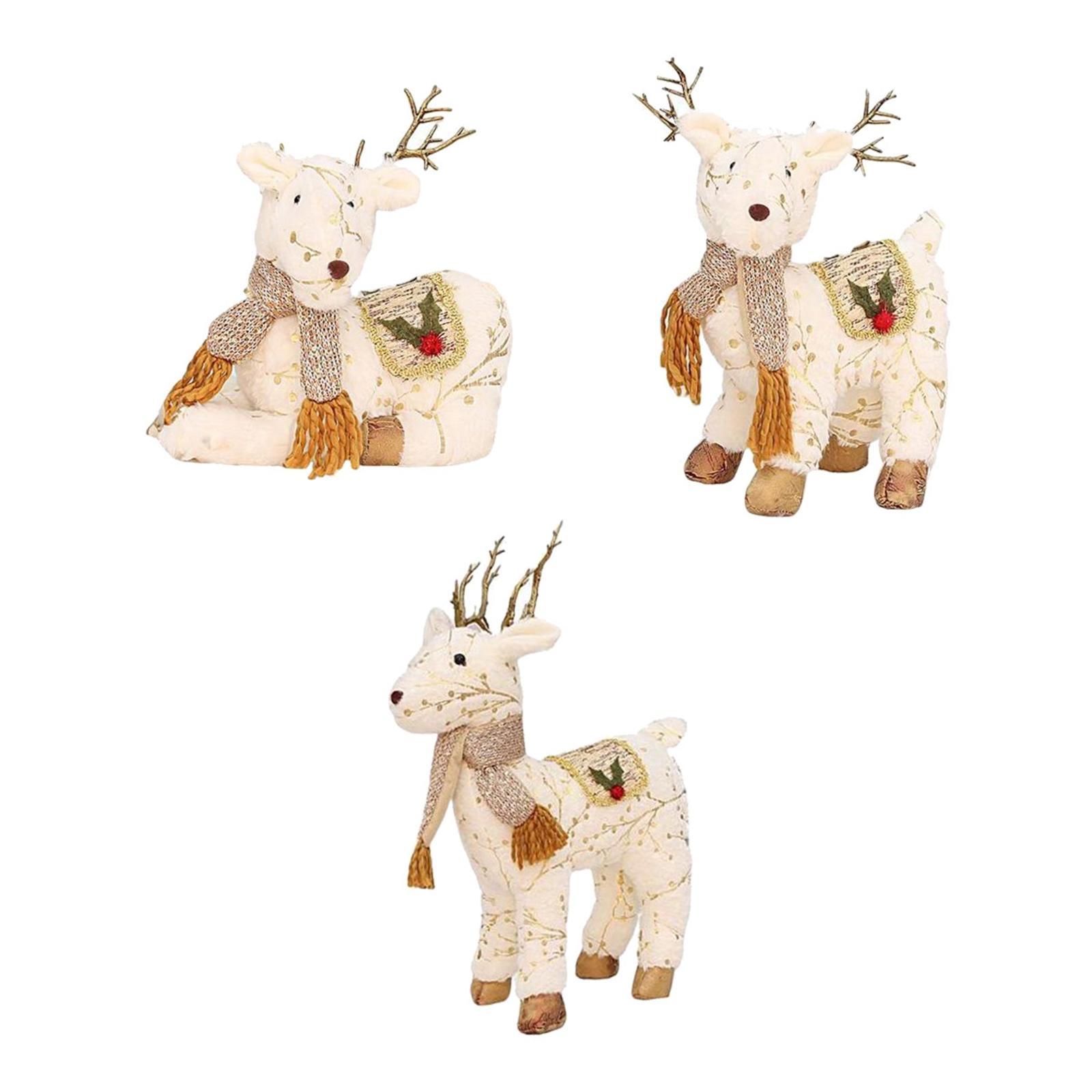 3Pcs Christmas Reindeer Stuffed Animal Creative Plush Elk