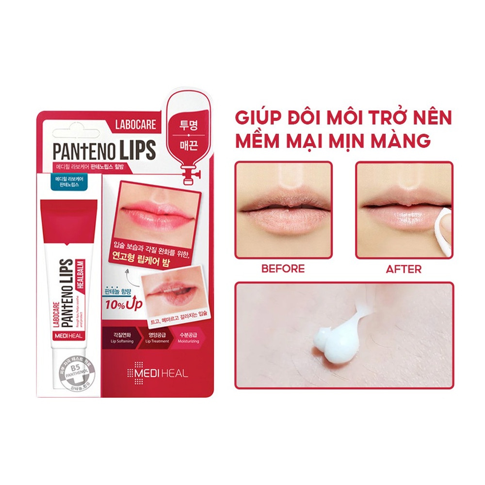 Son dưỡng Mediheal dưỡng ẩm, mờ thâm làm mềm môi ban đêm Labocare Pantenolips Healbalm 10ml