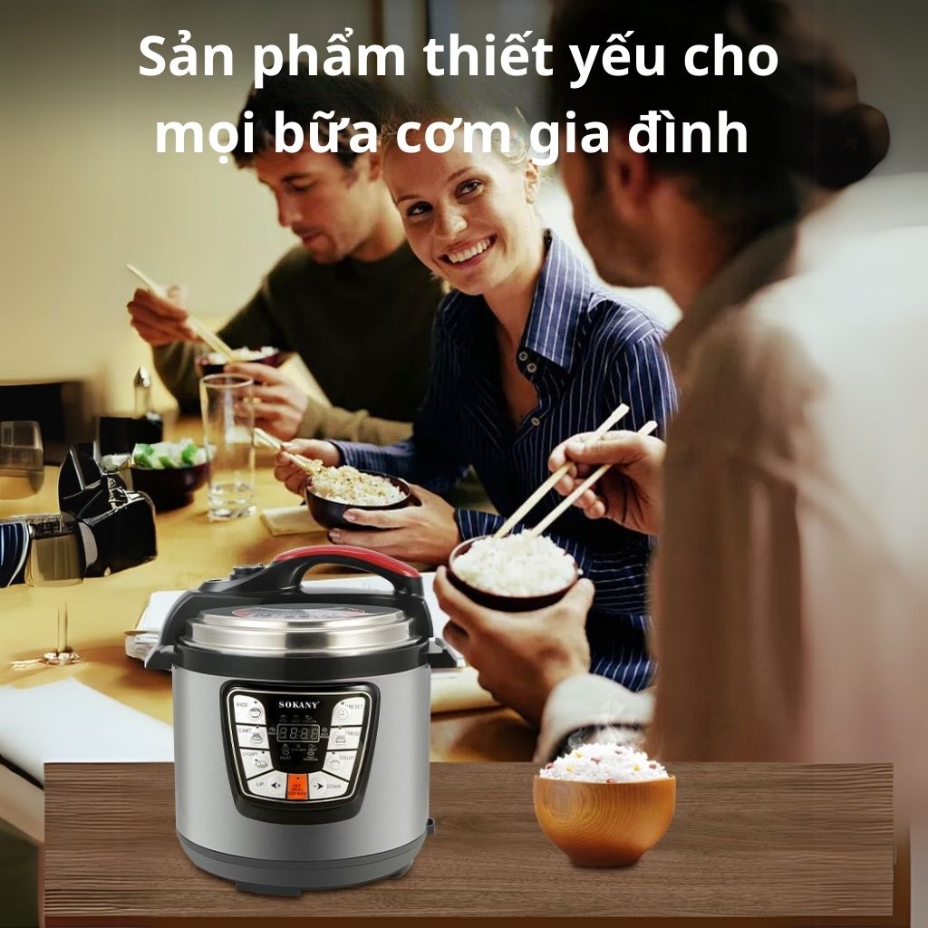 Nồi áp suất điện tử đa năng SOKANY SK-2401 công suất 1000W, dung tích lên đến 6L, nấu ăn nhanh chóng, tiết kiệm thời gian - HÀNG CHÍNH HÃNG