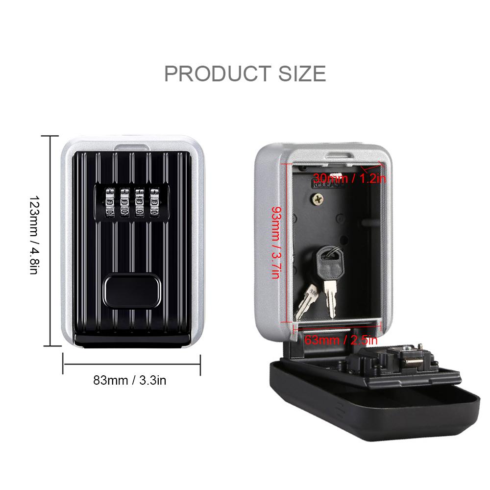 Hộp khóa chìa khóa Treo tường bằng hợp kim nhôm bền, có chức năng kết hợp 4 chữ số và chống thấm nước,Dung lượng lưu trữ lớn