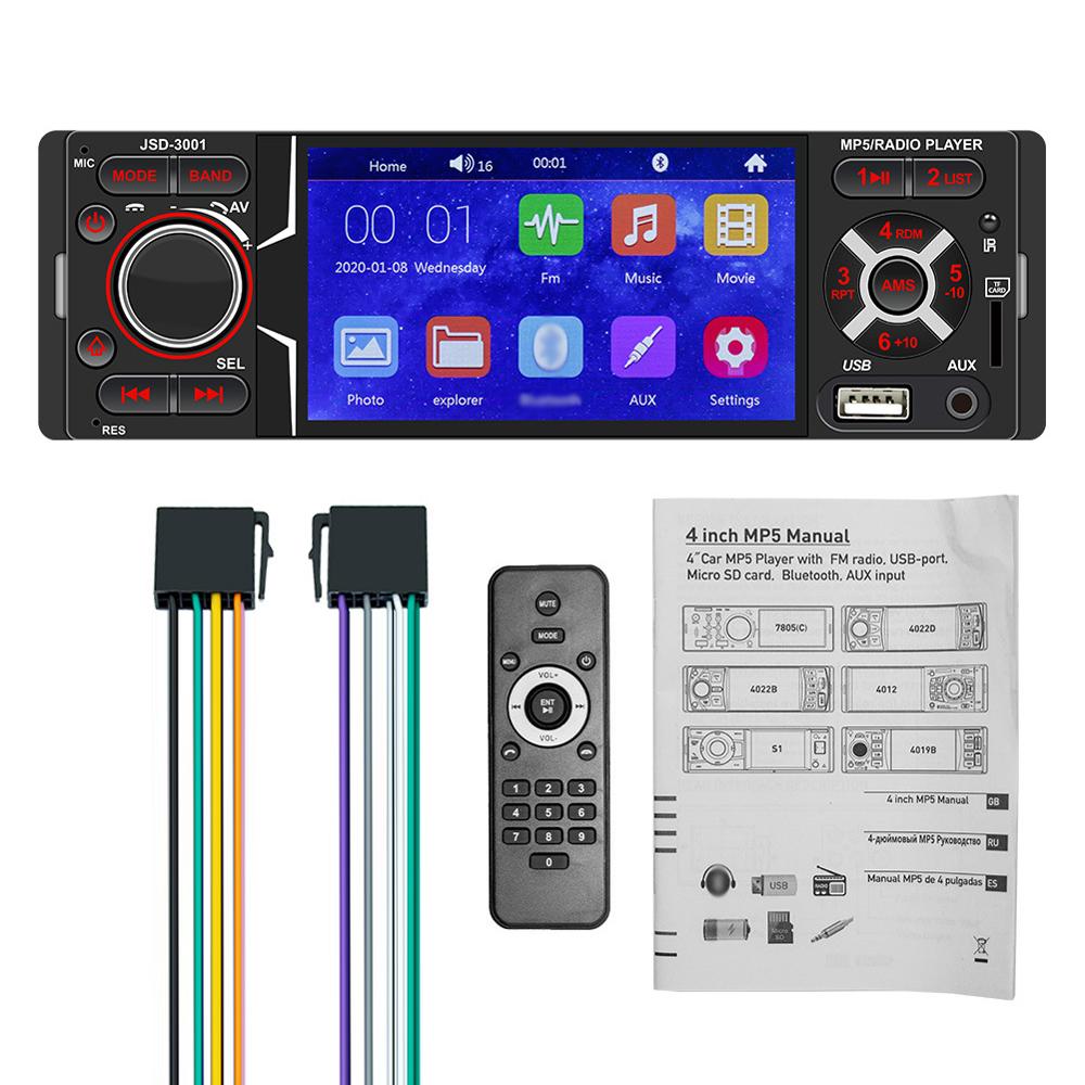 4.1 Inch Single Din Car Stereo BT Touchscreen MP5 Player FM Radio Receiver Support TF/USB/AUX-IN Hands-Free Calling Reverse Picture Steering Wheel Control