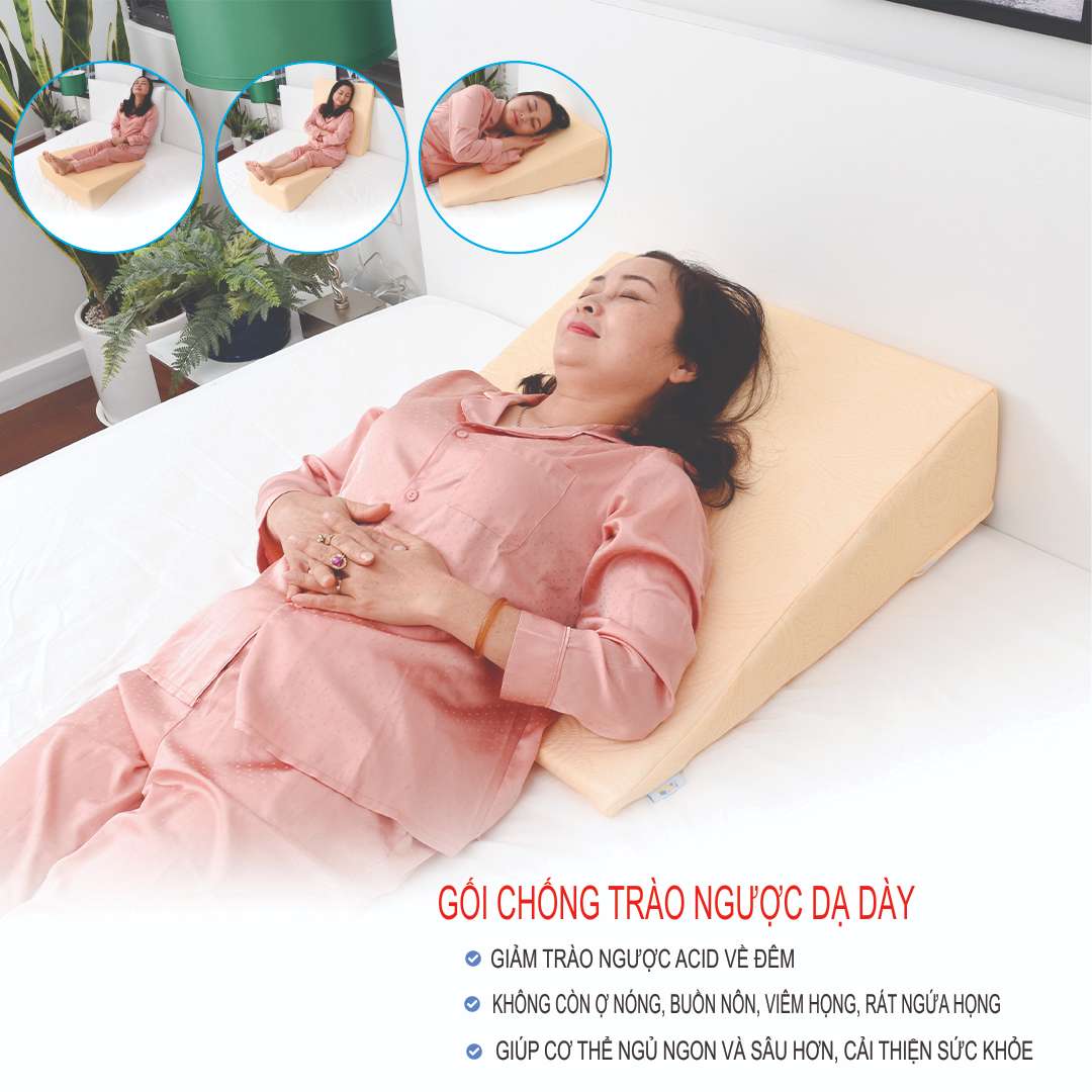 Gối chống trào ngược dạ dày người lớn- Kích thước 65*60*18cm- Chống trào ngược acid, ợ hơi, ợ chua, đắng miệng, viêm họng mãn tính, chống ngáy