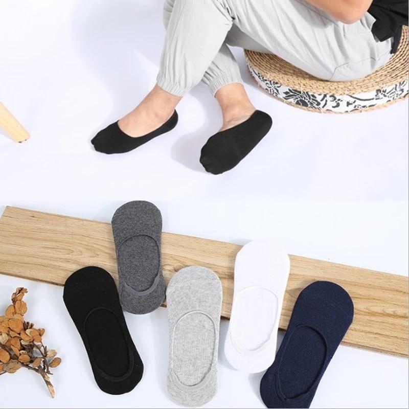 Vớ Cotton Cổ Thuyền Siêu Mỏng Thoáng Khí Chống Trượt Màu Sắc Đơn Giản Cho Nam