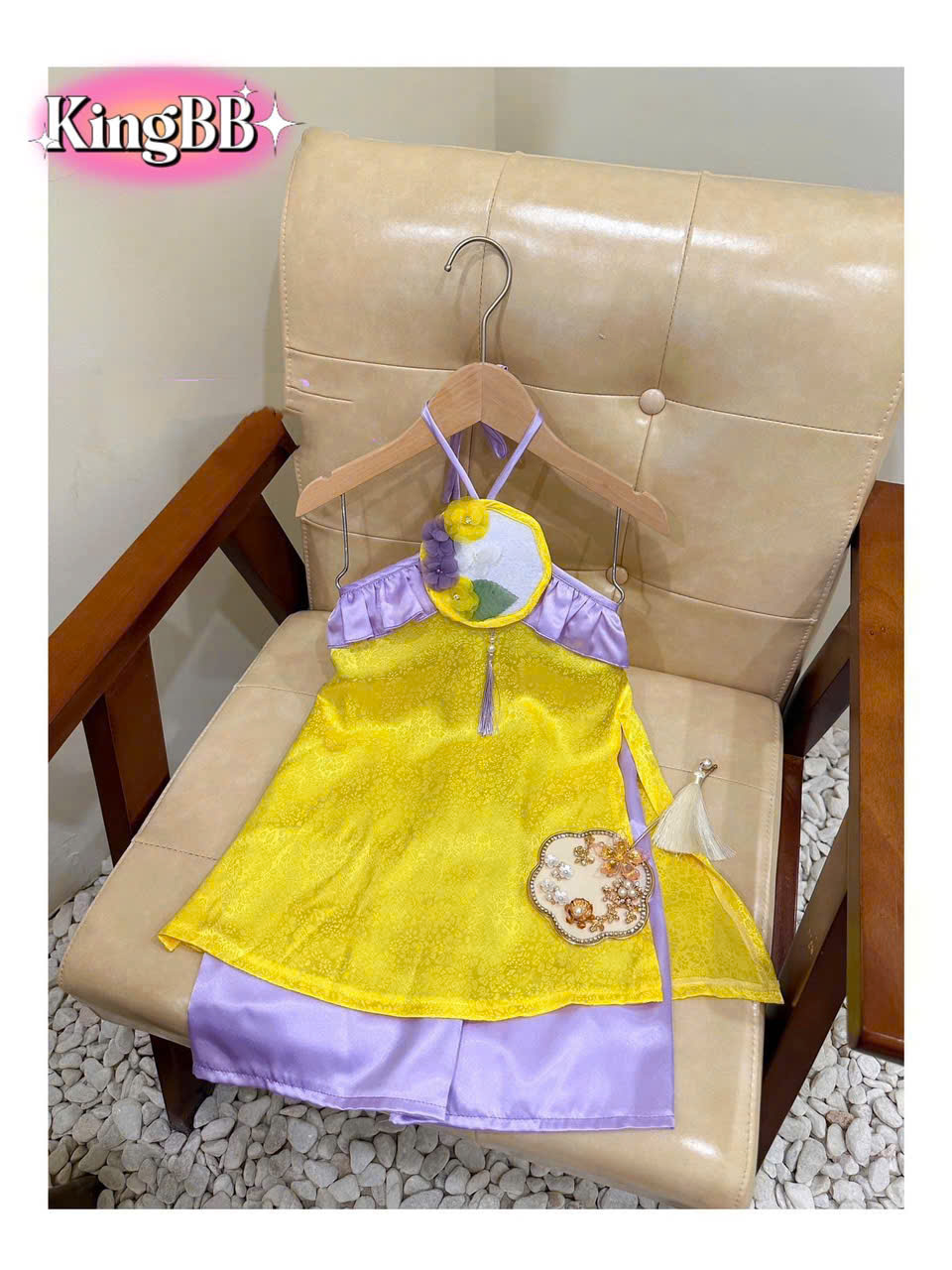 bộ áo yếm chúc mai phối quần suông lạ mắt bé gái diện lễ tết từ 10-45kg hàng thiết kế