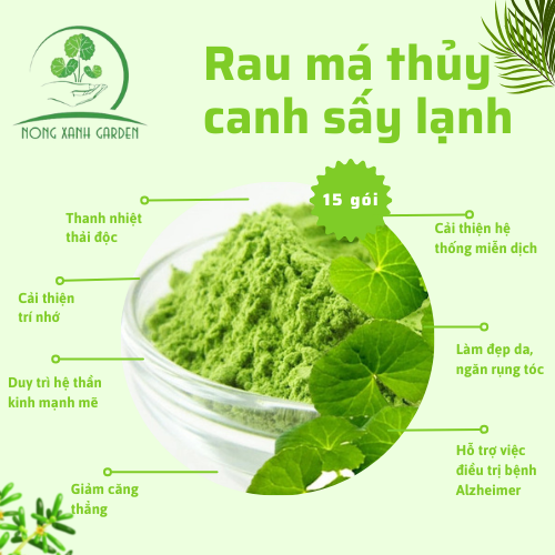 Nông Xanh Garden Combo 4 Hộp Bột Rau Má Thủy Canh Nguyên Chất + Nguyên Chất Có Đường + Đậu Xanh Cốt Dừa + Hạt Sen Hộp 15 gói hòa tan uống liền, dễ uống, thanh nhiệt, thải độc, làm đẹp da