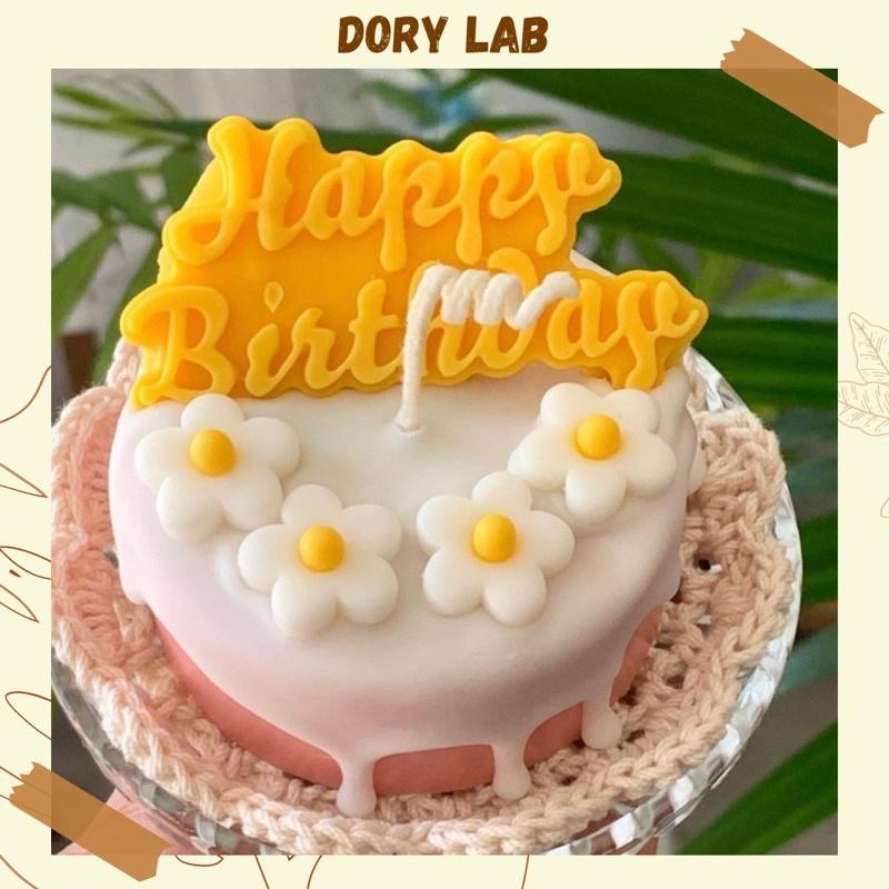 Nến Thơm Handmade Bánh Kem Hoa 5 Cánh Kèm Chữ HBPD - Dory Lab