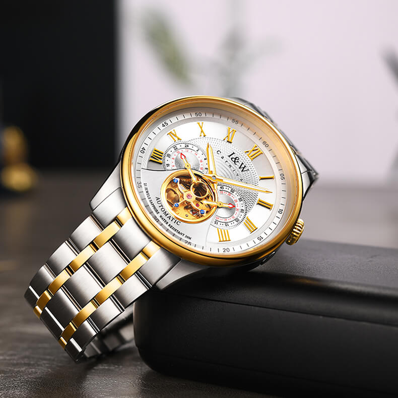 Đồng Hồ Nam I&amp;W Carnival 613G Chính Hãng Full Box Chống Nước Kính Chống Xước Dây Thép Cao Cấp BH 60T (Máy Cơ Tự Động)