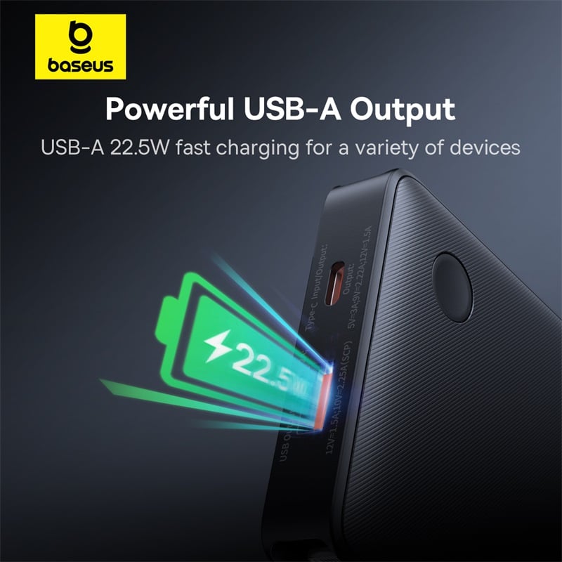 Pin Dự Phòng Baseus Airpow Lite Power Bank 10000mAh 22.5W Dual-Cable - Hàng chính hãng
