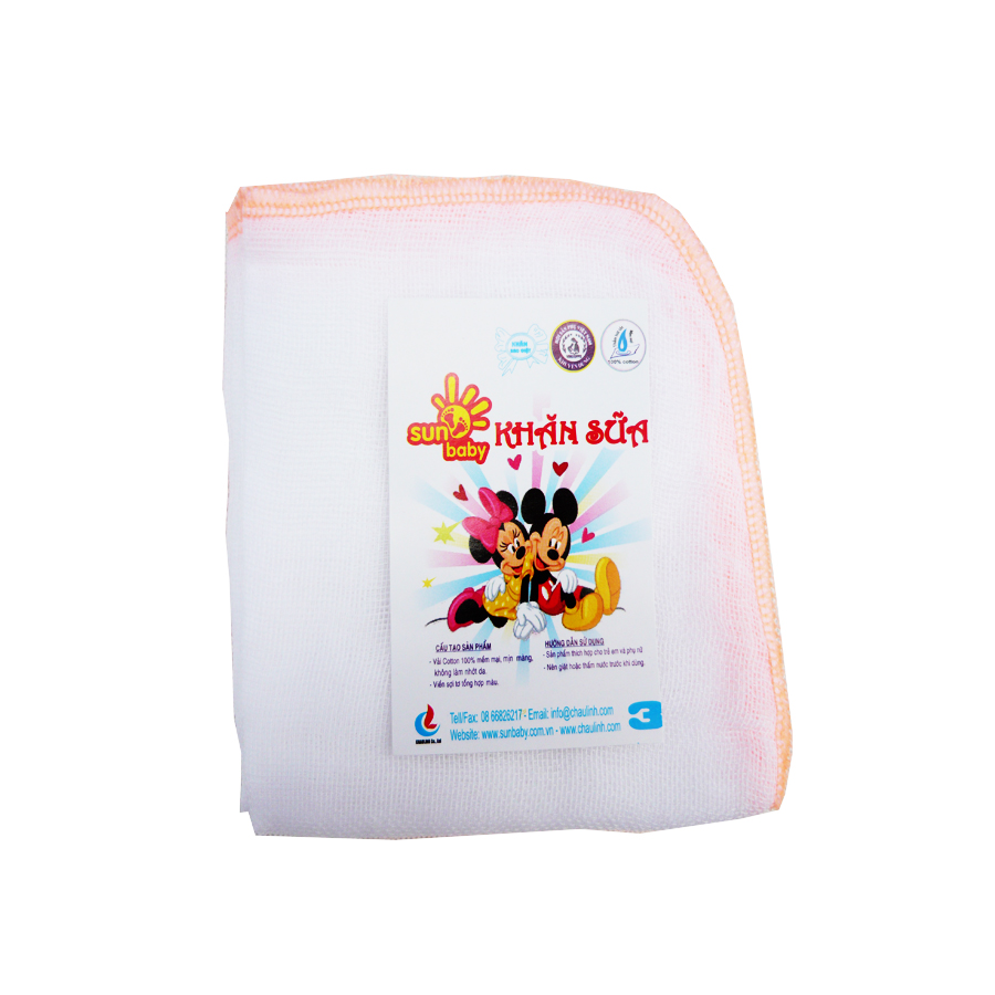 Khăn sữa mềm chuột nhí 3 lớp 25x25 cm- Sunbaby