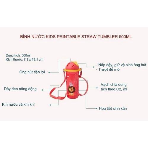 Bình Nước Tupperware Kids Printable Straw Tumbler 500ML