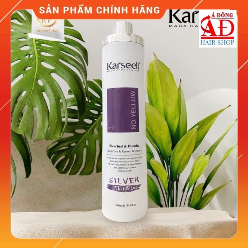 [+Tặng mũ trùm] DẦU GỘI TÍM KARSEELL NO YELLOW SILVER SHAMPOO KHỬ ÁNH VÀNG CHO TÓC TRÂNG BẠCH KIM