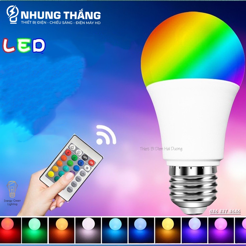 Đèn Led A60K Đổi Màu - 16 Triệu Màu Quay Video - Có Điều Khiển - Tăng Giảm Ánh Sáng - Đui E27 - Có Video