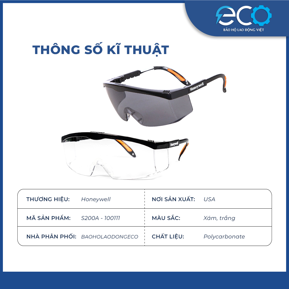 Kính bảo hộ chống bụi, Chống tia UV Sperian S200A cản bụi khi đi ngoài đường