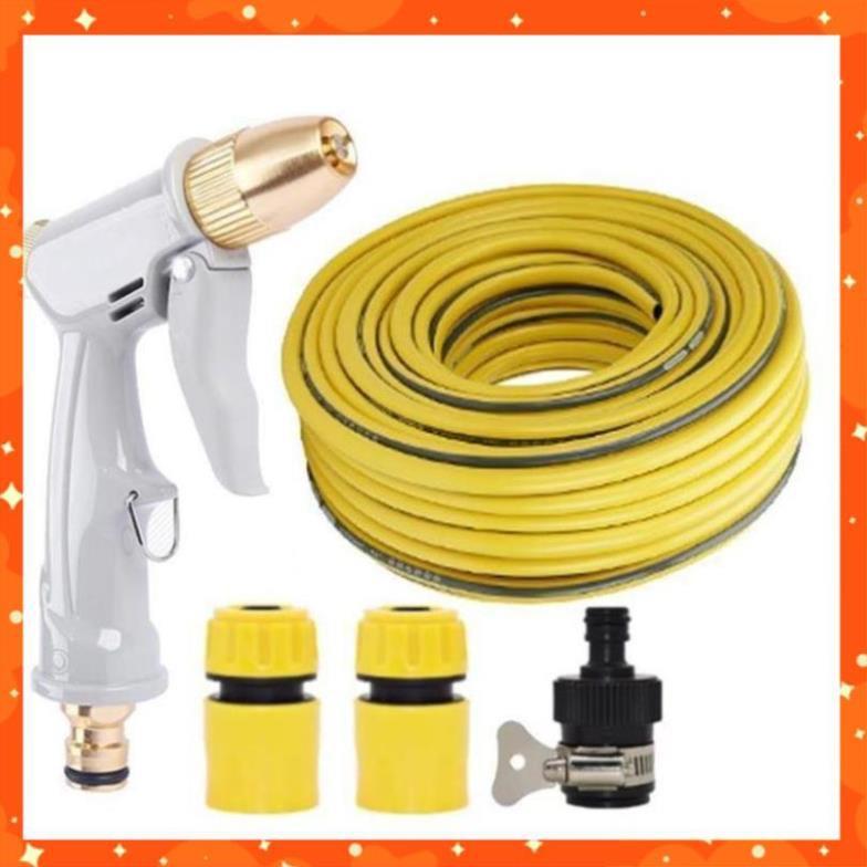 Bộ dây vòi xịt nước rửa xe, tưới cây tăng áp 3 lần, loại 3-5m (cút nhựa nối 713-1) 206846
