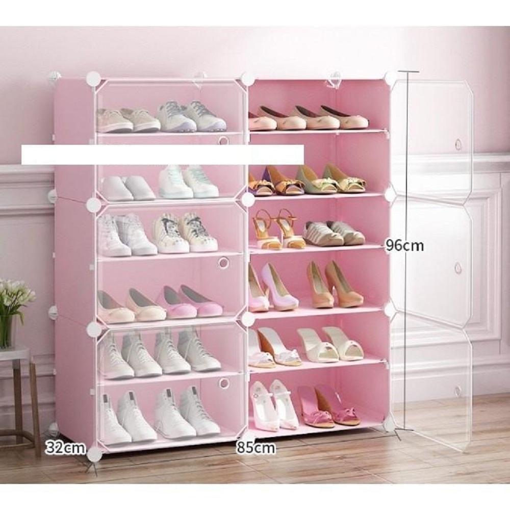 TỦ NHỰA ĐỂ GIÀY DÉP KIỂU MỚI 12 Ô CỬA TRẮNG TRONG