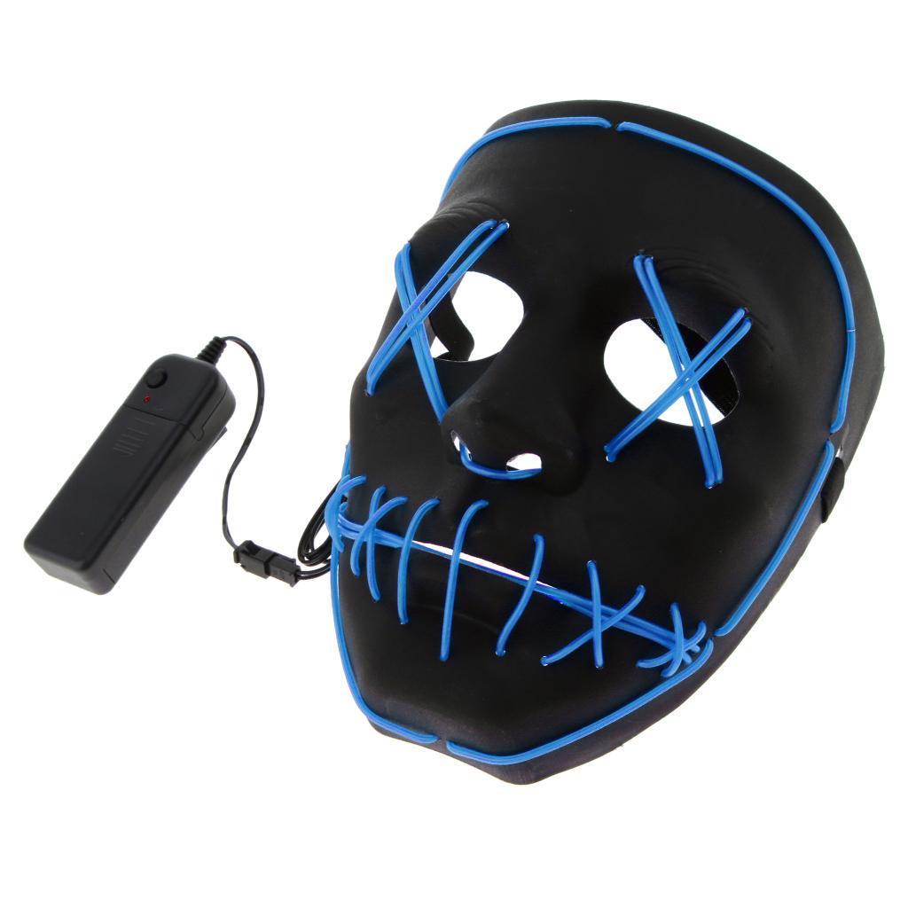 LED Mask Frightening Light Wire Face for Halloween Cosplay Festival Parties