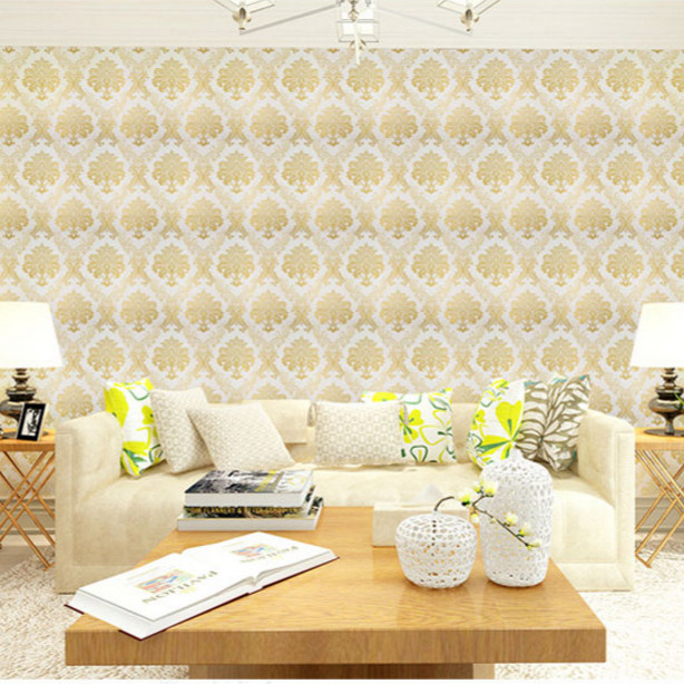 Cuộn 5m Decal Giấy Dán Tường Vân châu âu vàng